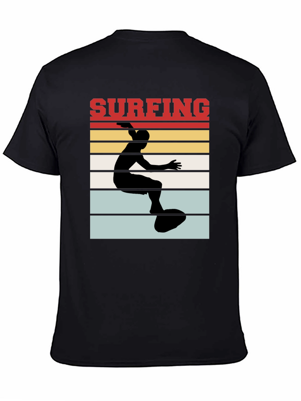 Surfing Retro T-Shirt - Black Cotton Tee