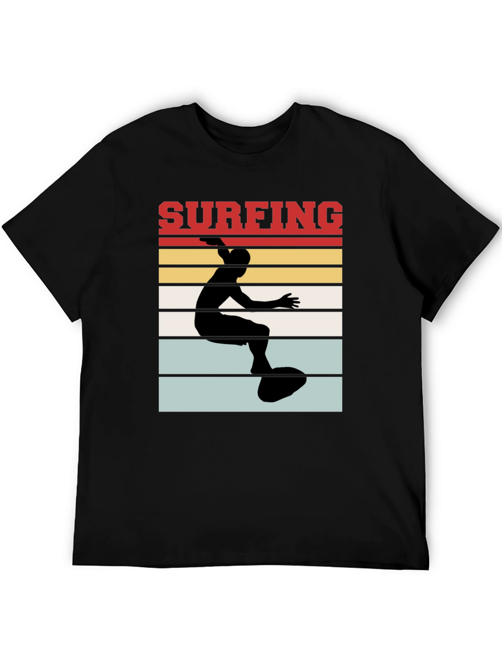 Surfing Retro T-Shirt - Black Cotton Tee