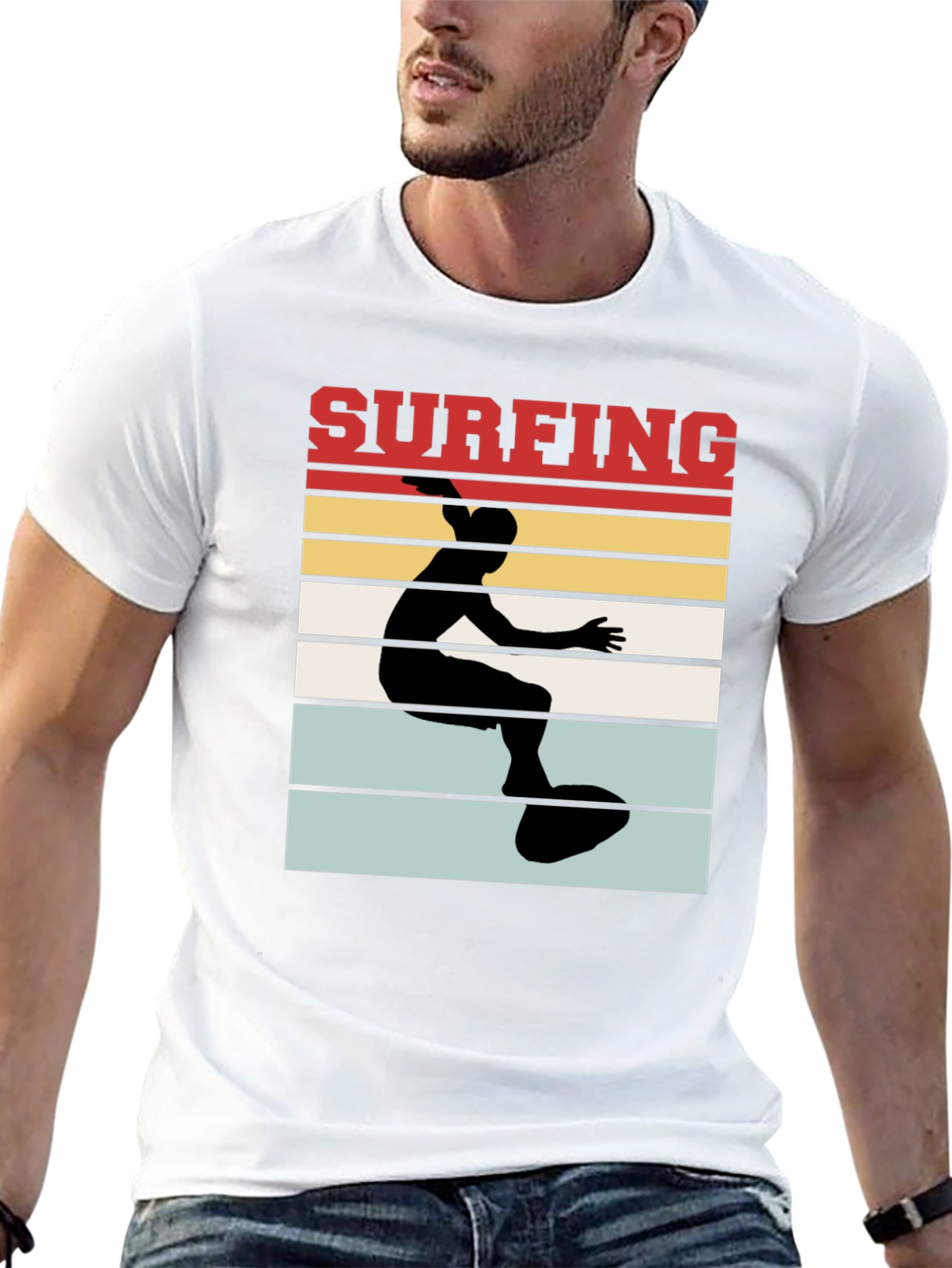 Surfing Retro T-Shirt - Black Cotton Tee