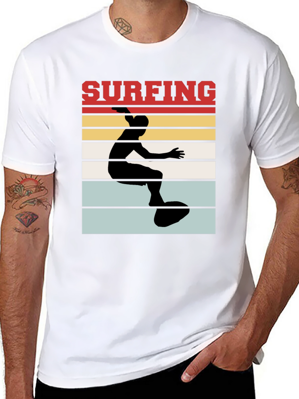 Surfing Retro T-Shirt - Black Cotton Tee