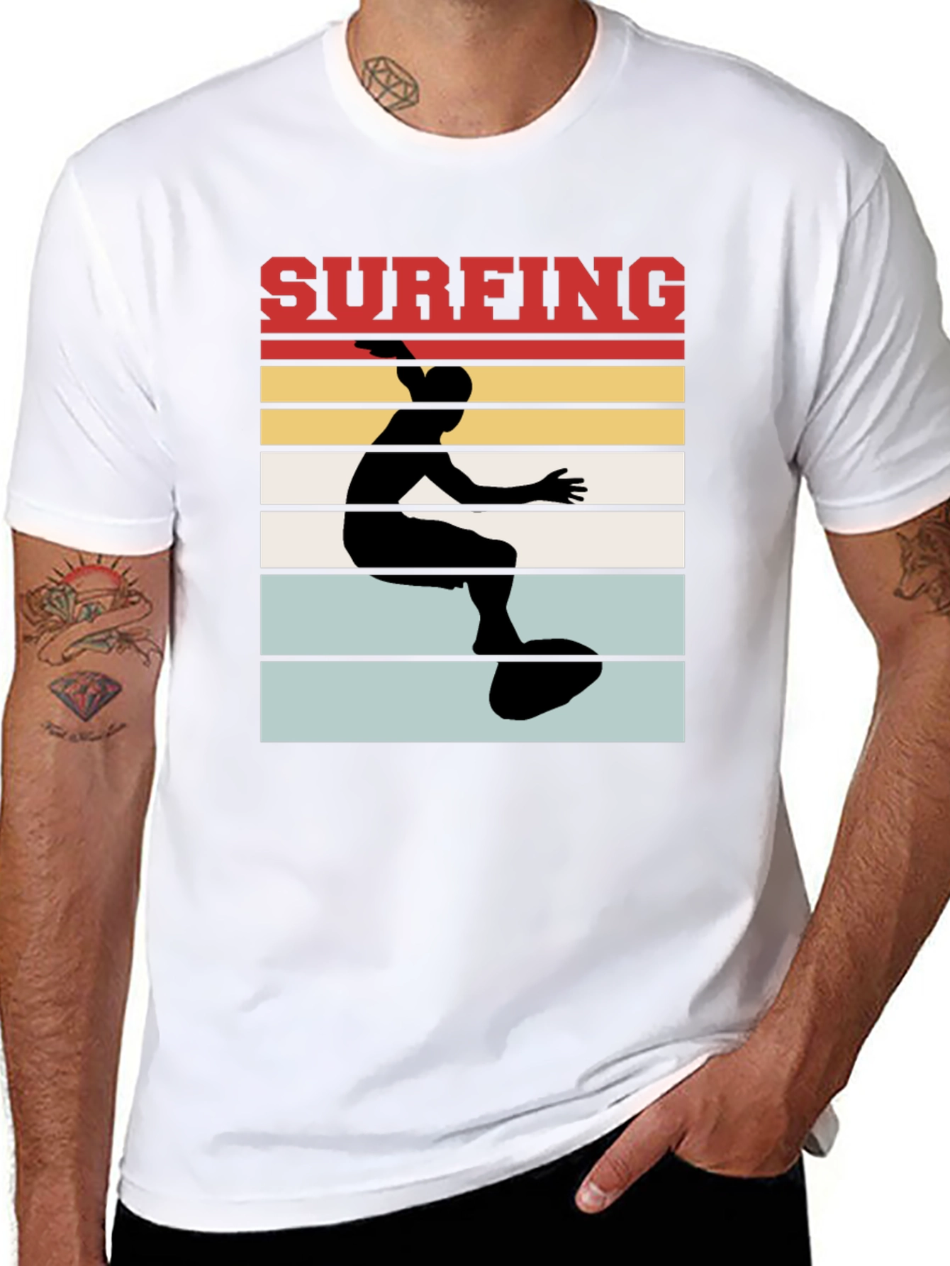 Surfing Retro T-Shirt - Black Cotton Tee