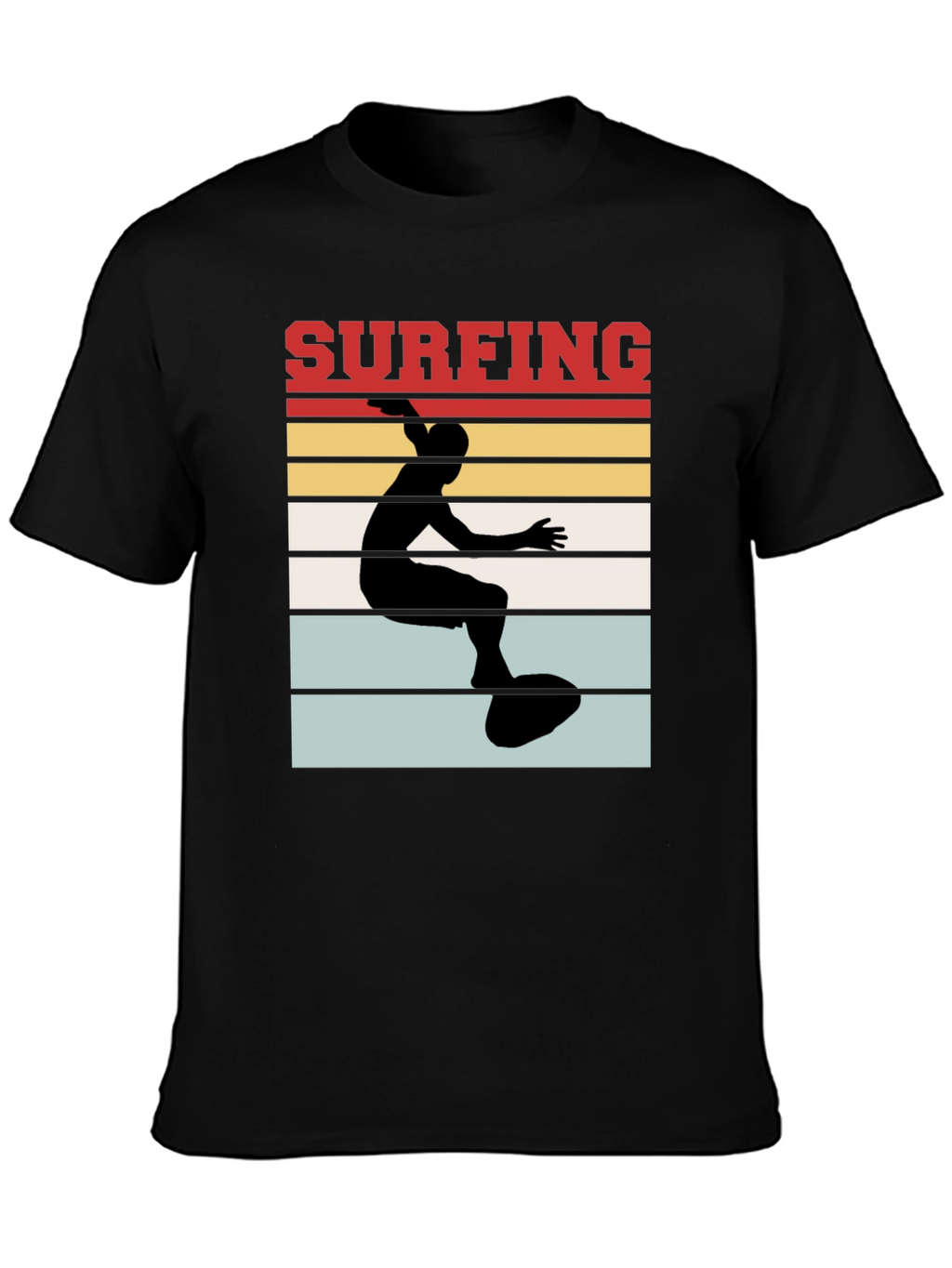 Surfing Retro T-Shirt - Black Cotton Tee