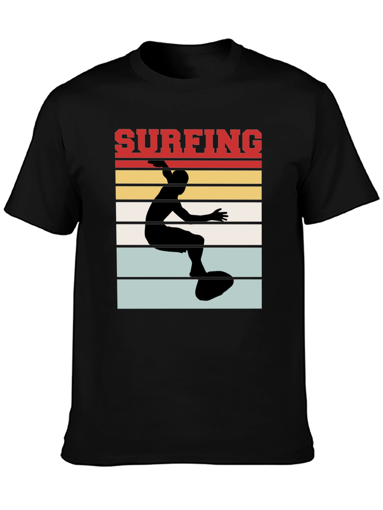 Surfing Retro T-Shirt - Black Cotton Tee