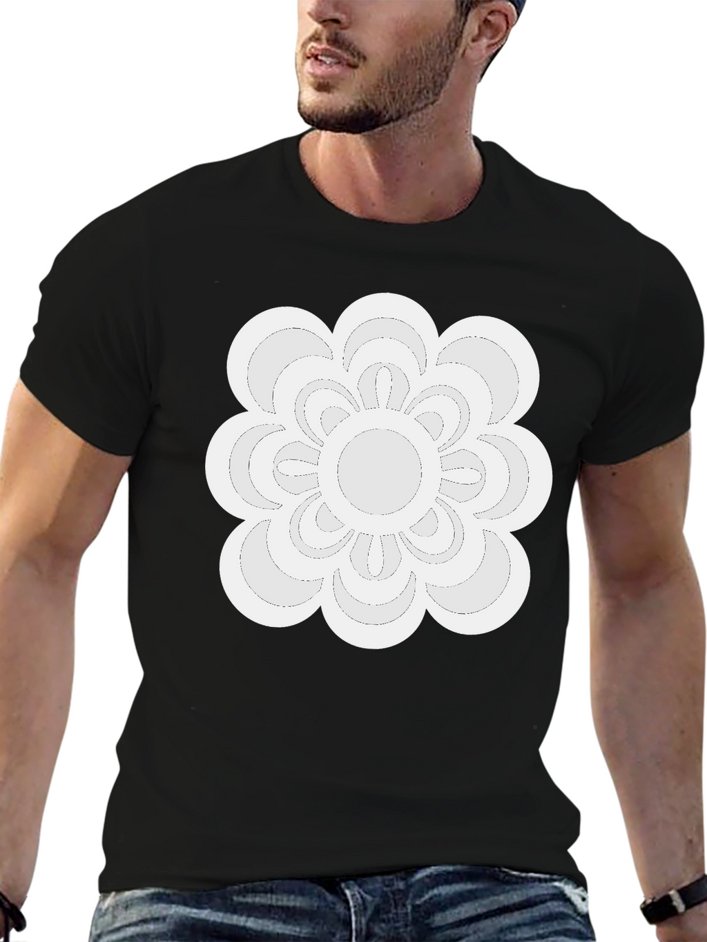 Modern Floral Tee - Black Casual Shirt