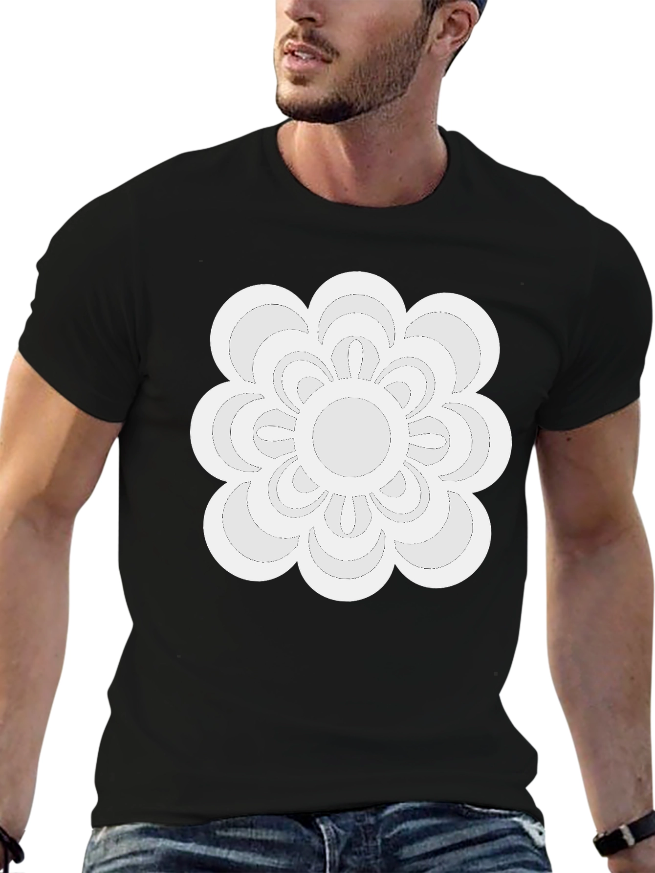 Modern Floral Tee - Black Casual Shirt