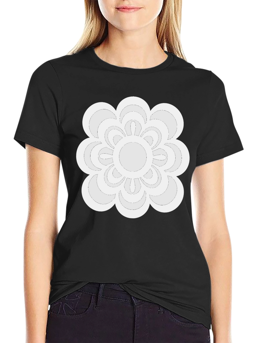 Modern Floral Tee - Black Casual Shirt