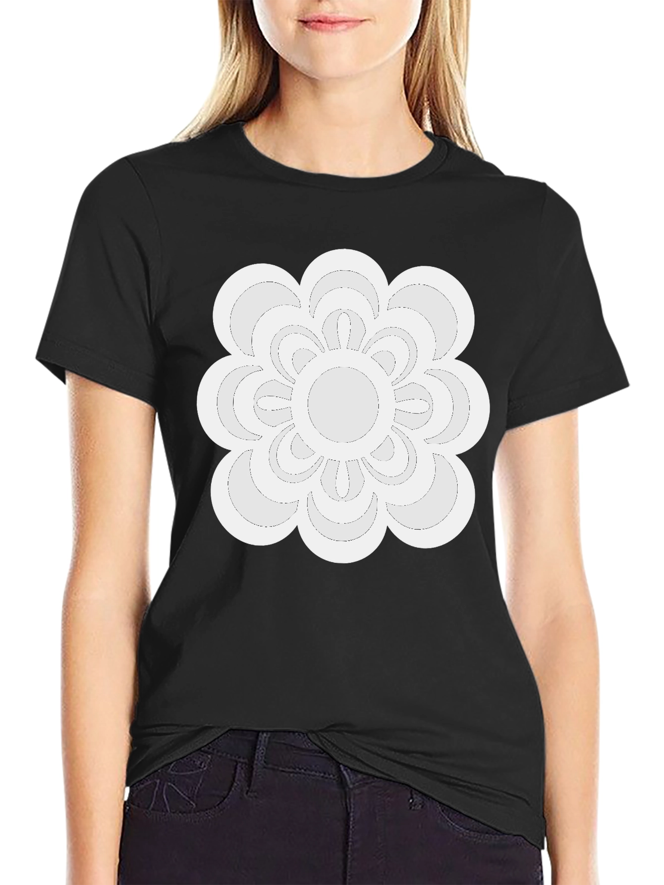 Modern Floral Tee - Black Casual Shirt