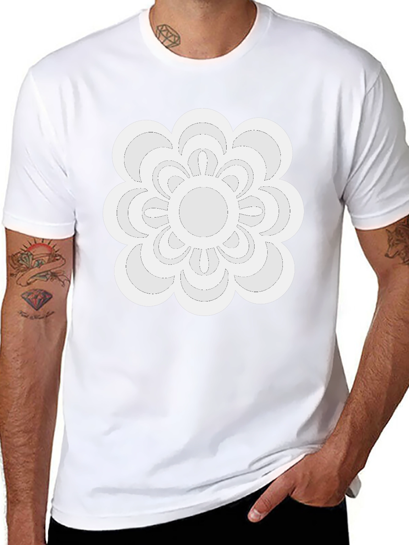 Modern Floral Tee - Black Casual Shirt