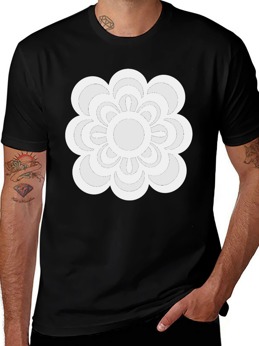 Modern Floral Tee - Black Casual Shirt