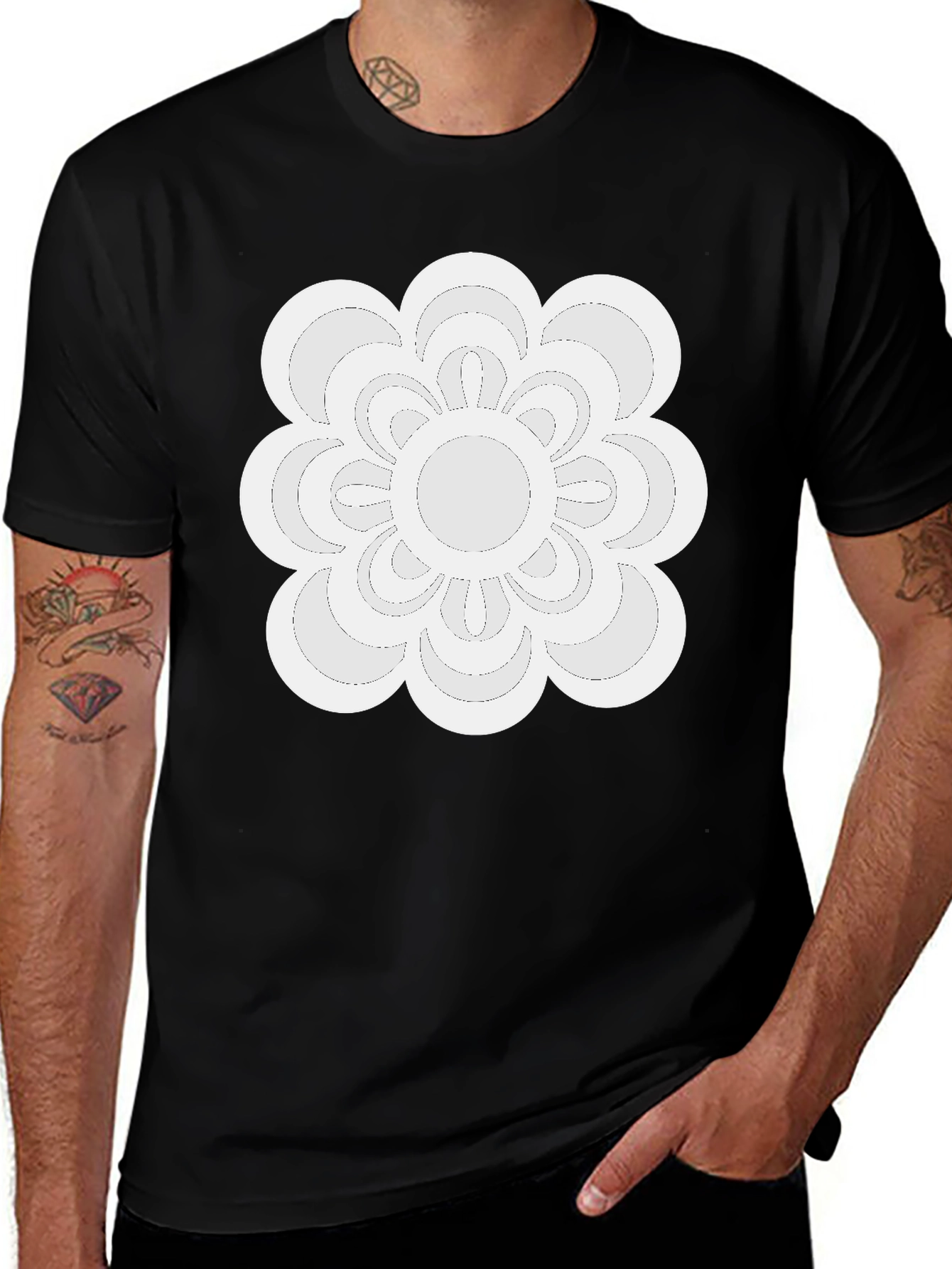 Modern Floral Tee - Black Casual Shirt