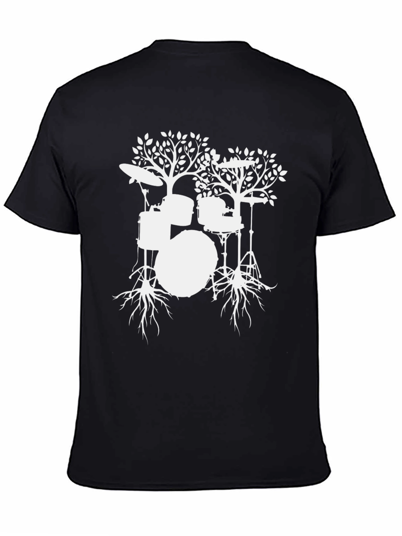 Drum Tree Graphic Tee - Black Cotton T-Shirt