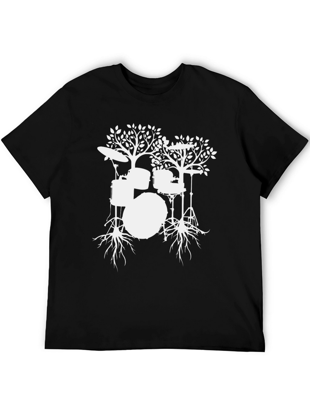 Drum Tree Graphic Tee - Black Cotton T-Shirt