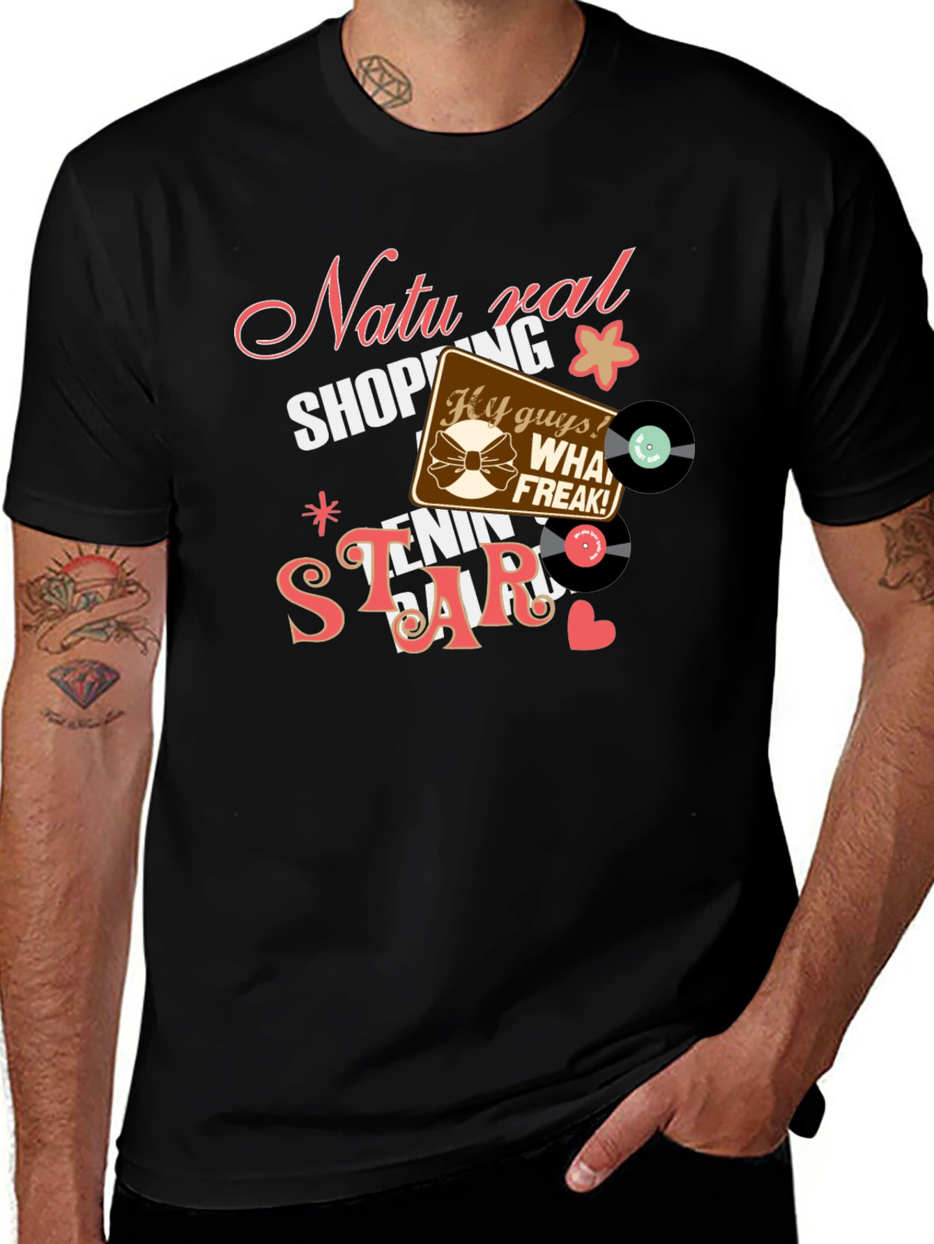 Natural Shopping Tennis Star Black T-Shirt