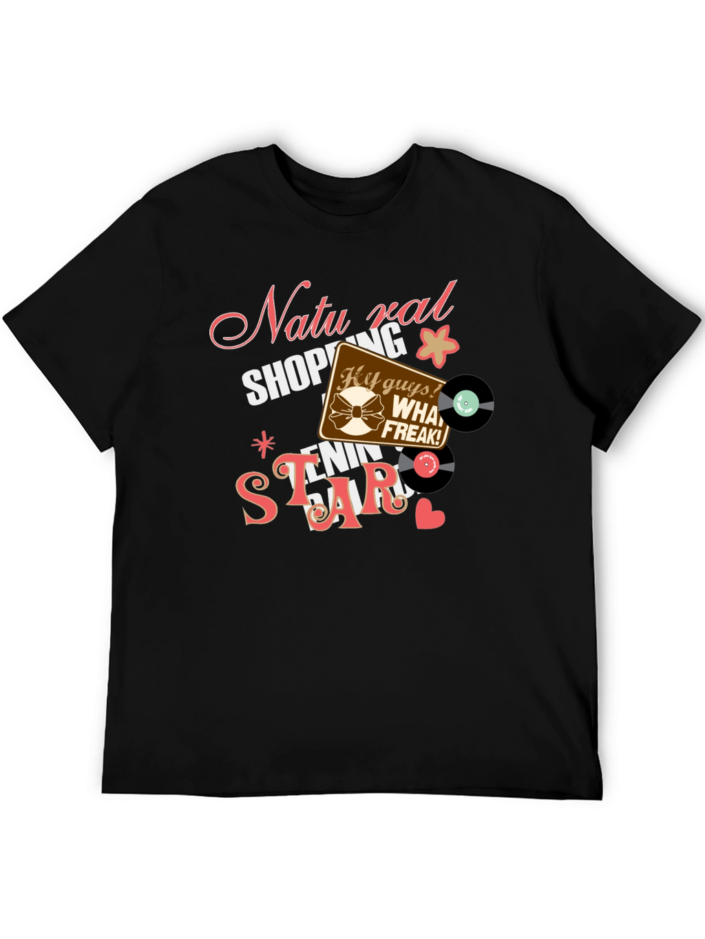 Natural Shopping Tennis Star Black T-Shirt