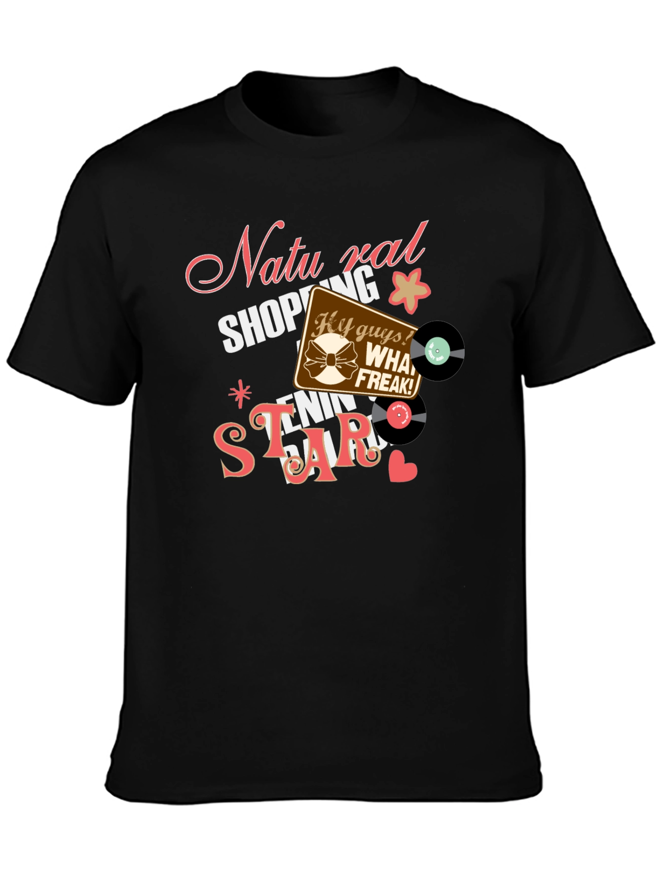 Natural Shopping Tennis Star Black T-Shirt