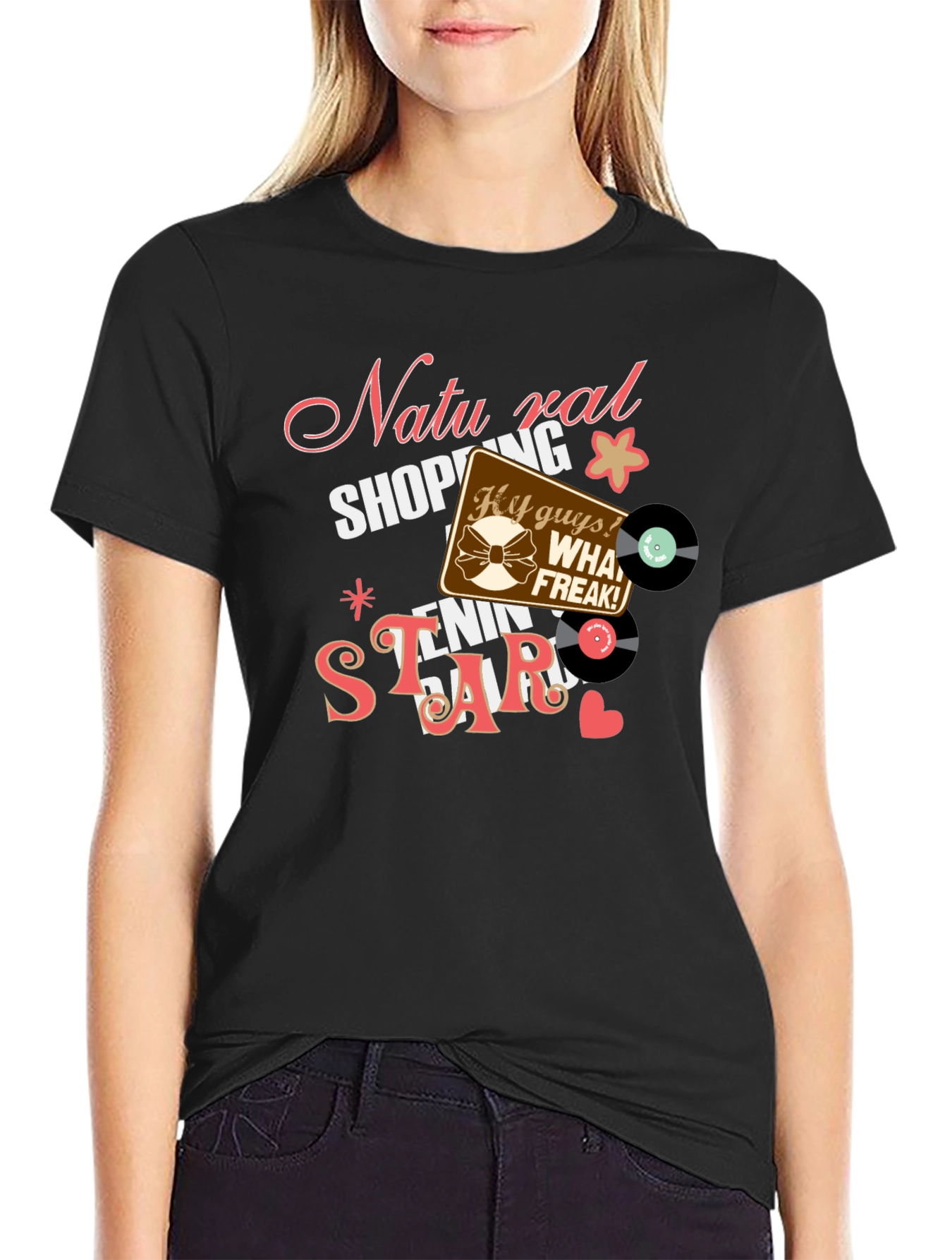Natural Shopping Tennis Star Black T-Shirt