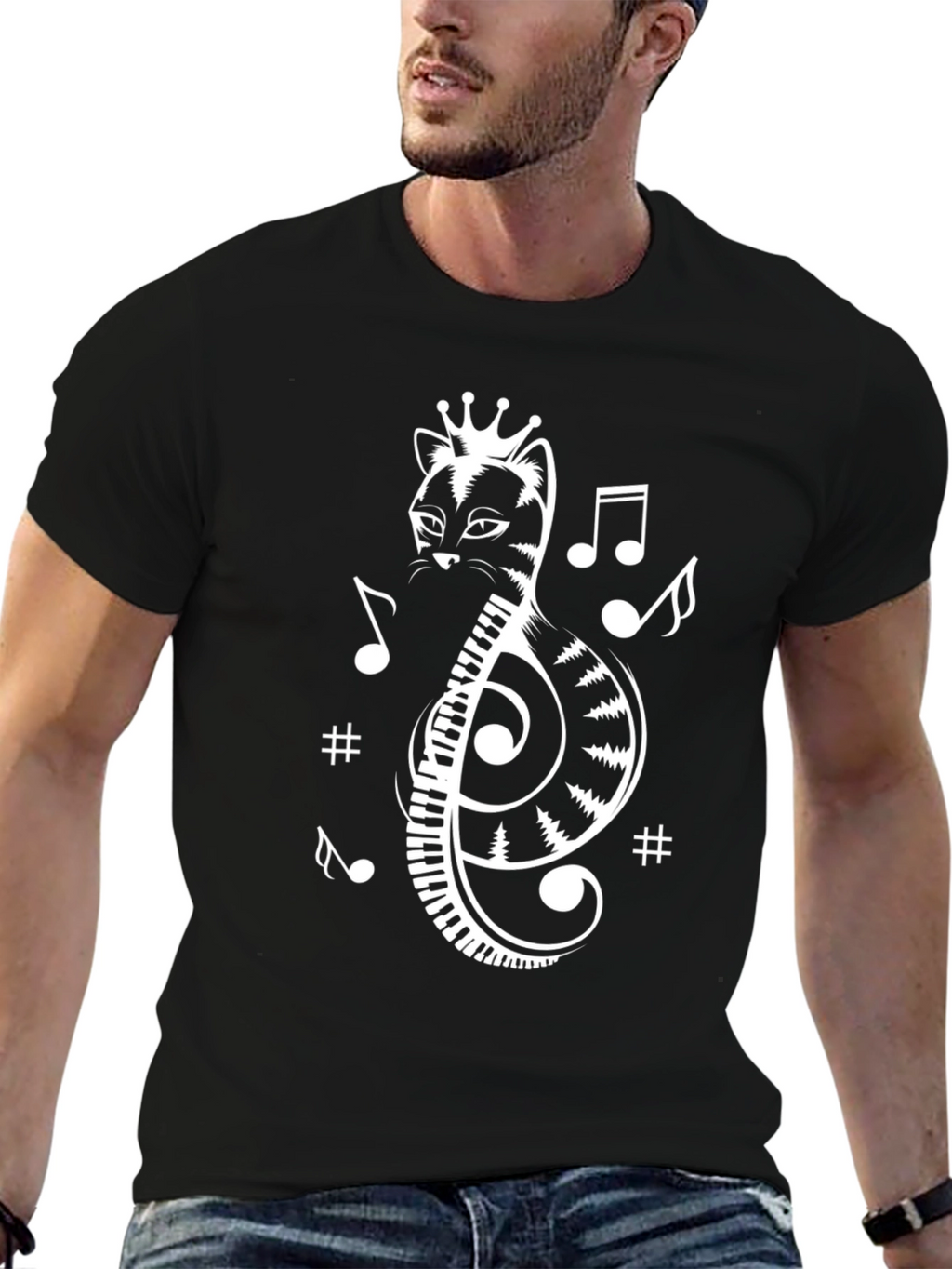 Musical Cat T-Shirt - Treble Clef Cat Tee