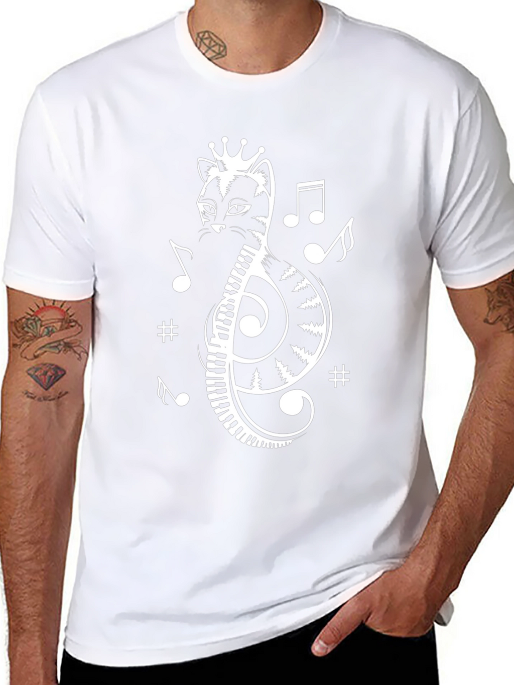 Musical Cat T-Shirt - Treble Clef Cat Tee