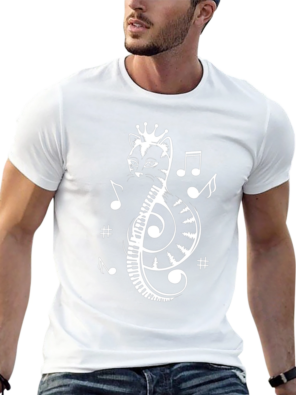 Musical Cat T-Shirt - Treble Clef Cat Tee