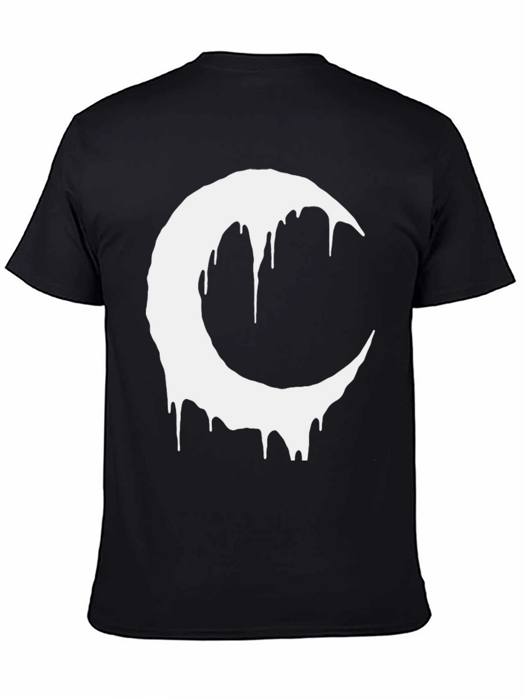 Black T-Shirt with Dripping Crescent Moon Design