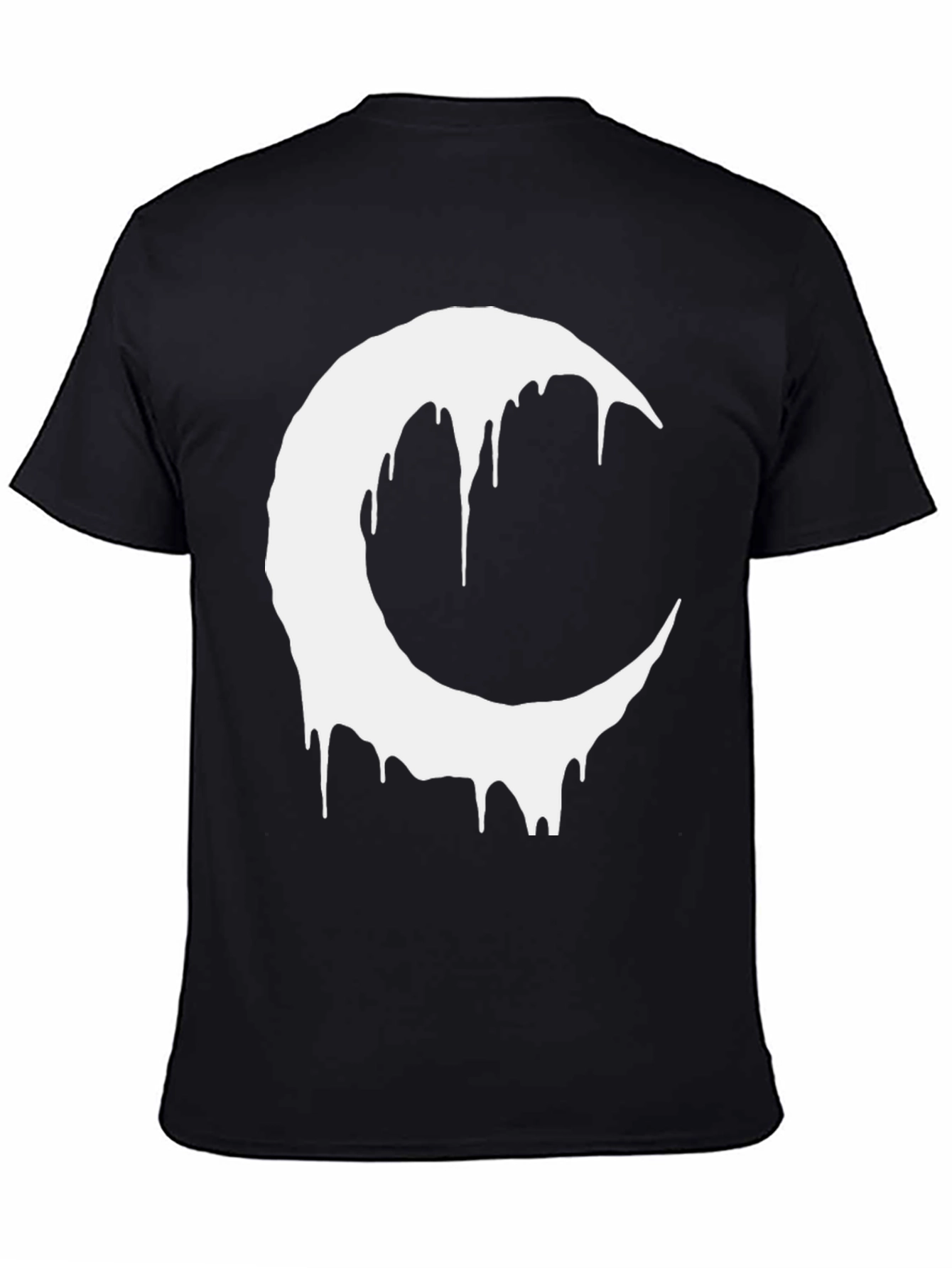 Black T-Shirt with Dripping Crescent Moon Design