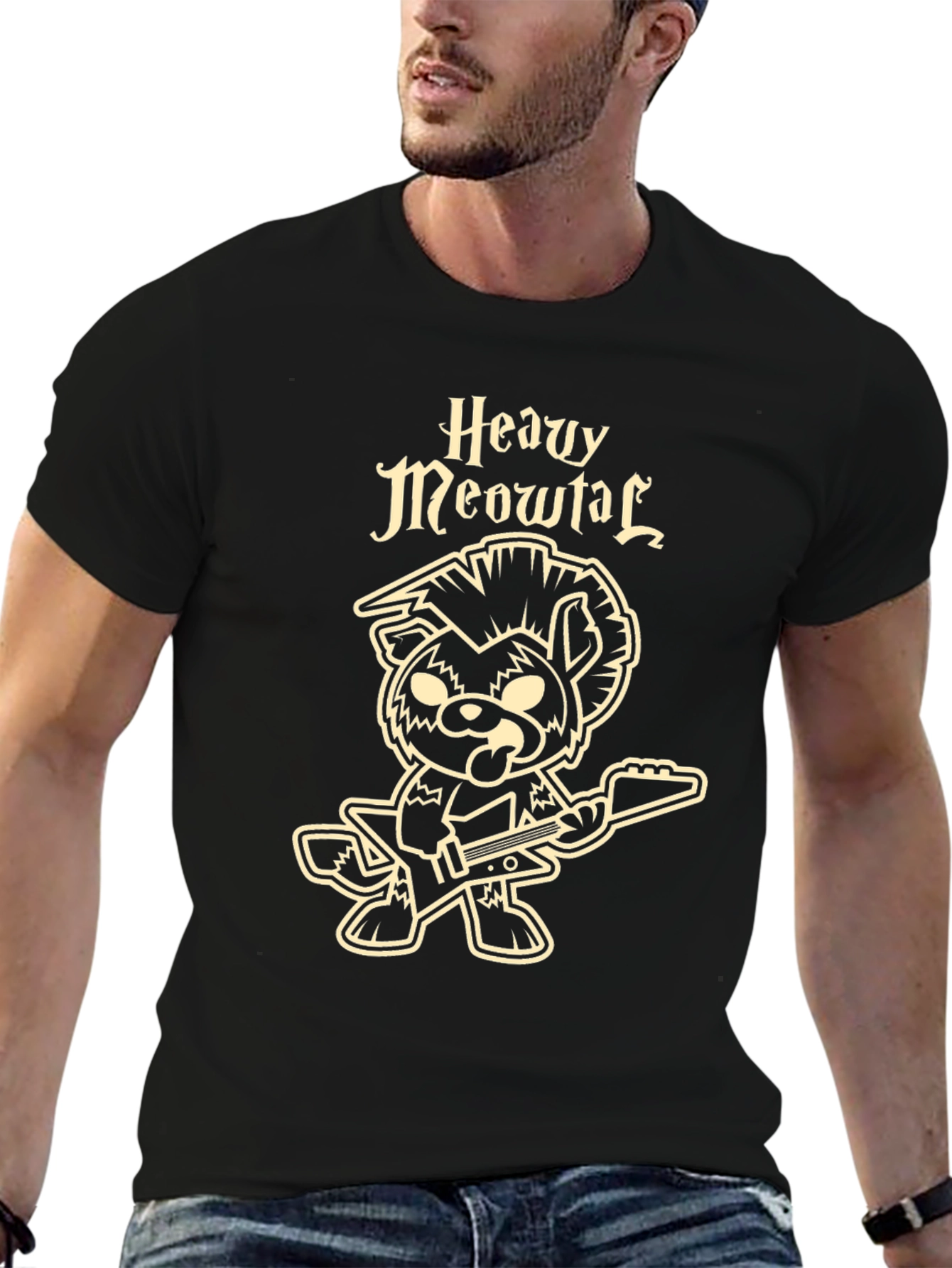 Heavy Meowtal T-Shirt - Rocker Cat Graphic Tee