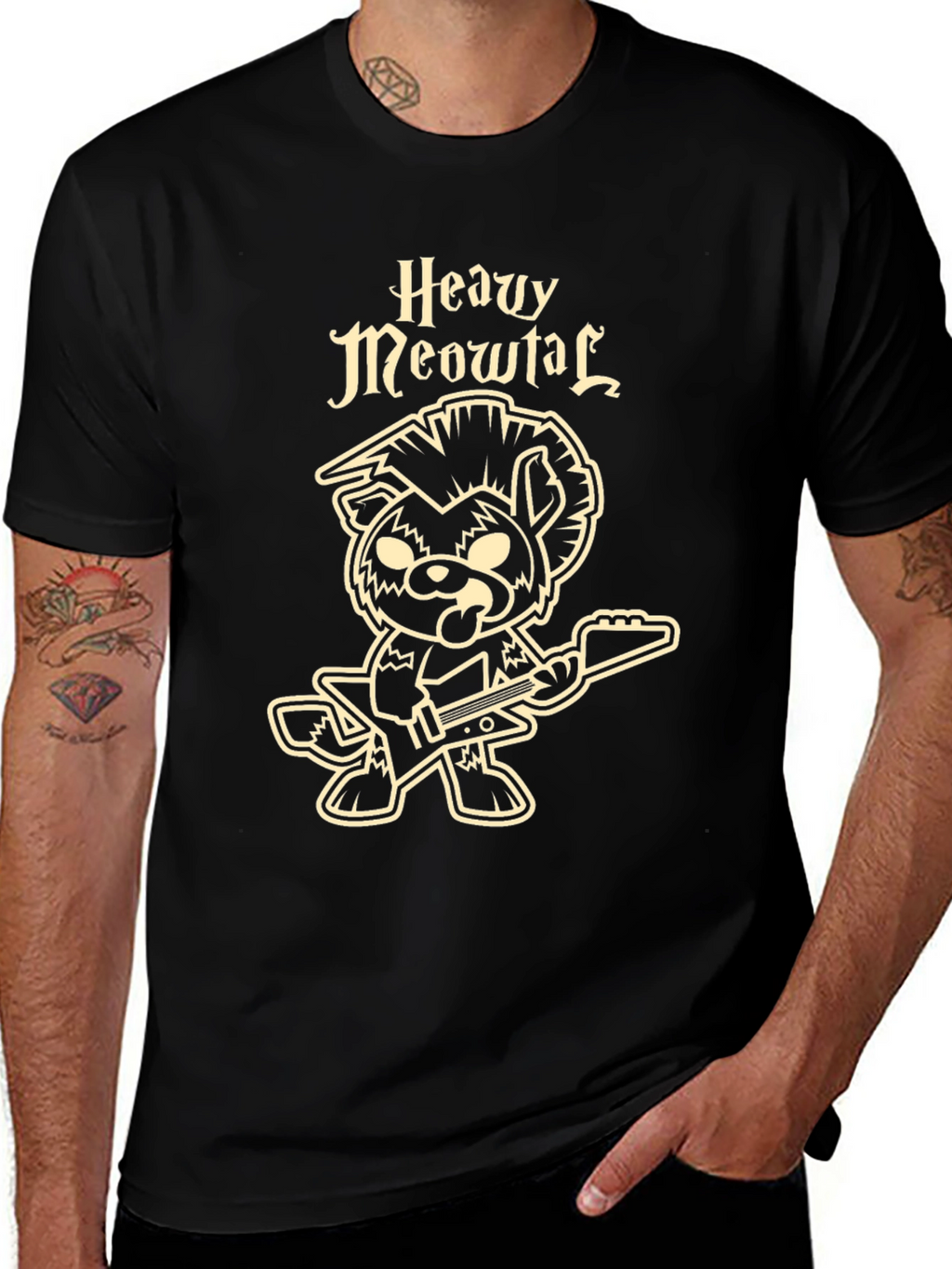 Heavy Meowtal T-Shirt - Rocker Cat Graphic Tee
