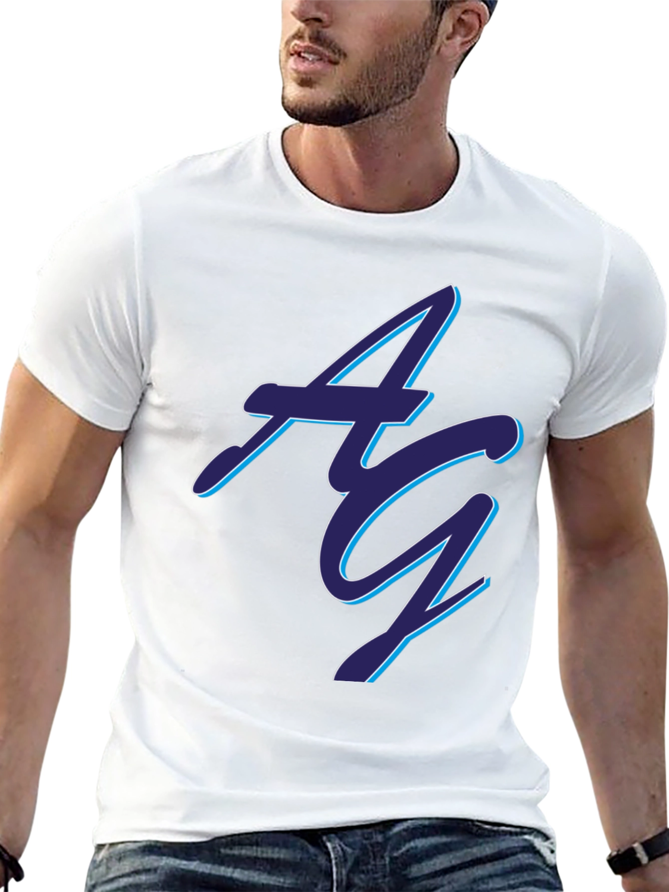 Stylish Black AG Graphic Tee - Soft Cotton Blend