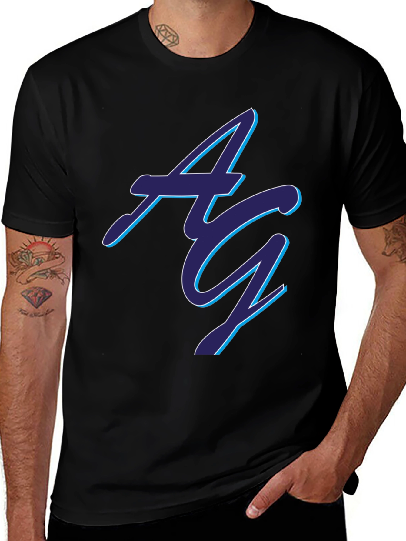 Stylish Black AG Graphic Tee - Soft Cotton Blend