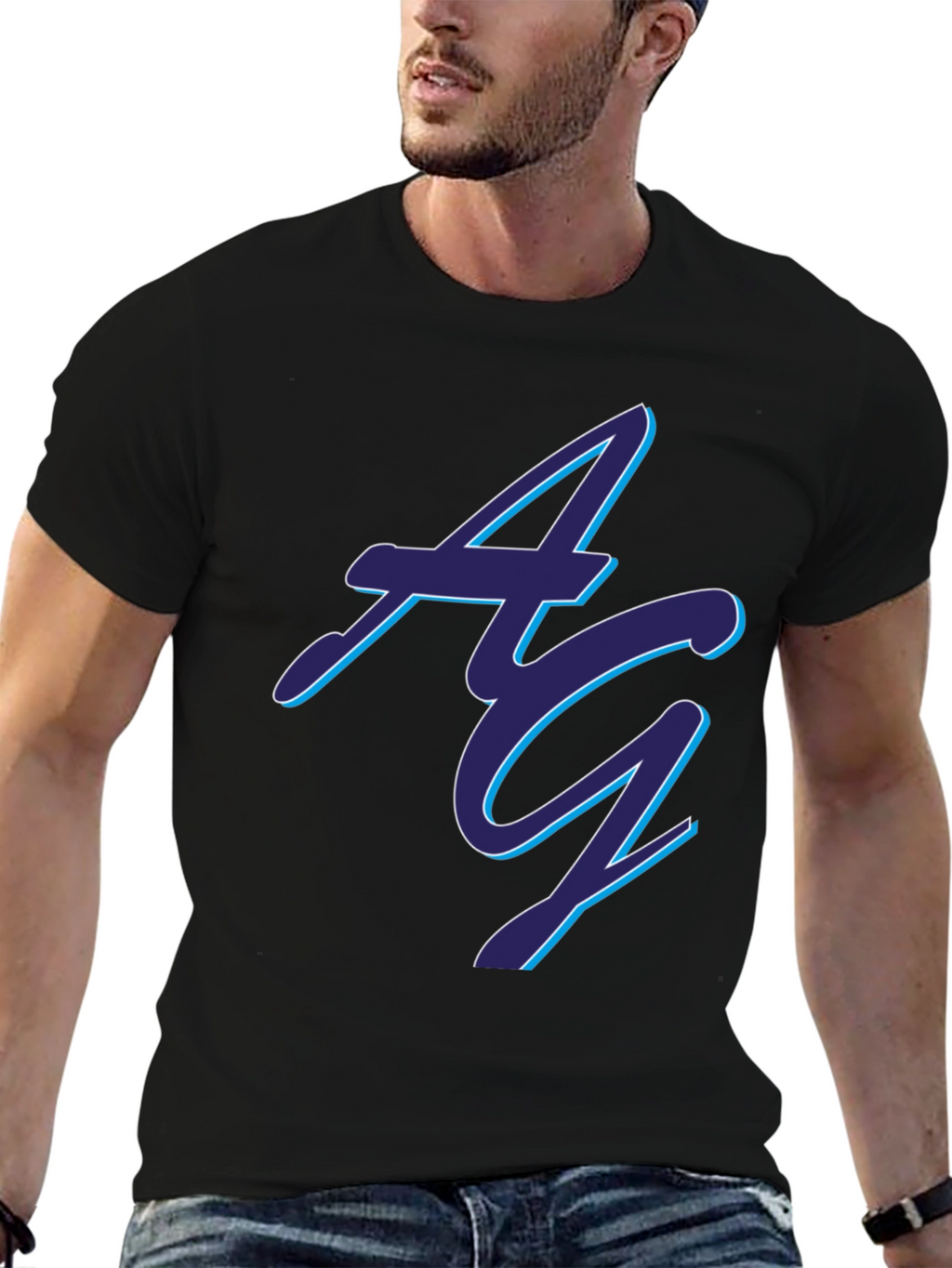 Stylish Black AG Graphic Tee - Soft Cotton Blend