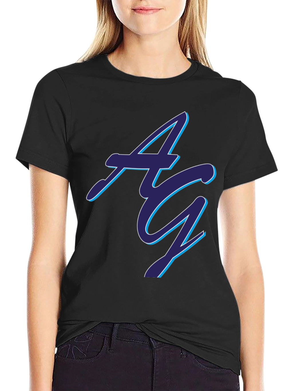 Stylish Black AG Graphic Tee - Soft Cotton Blend