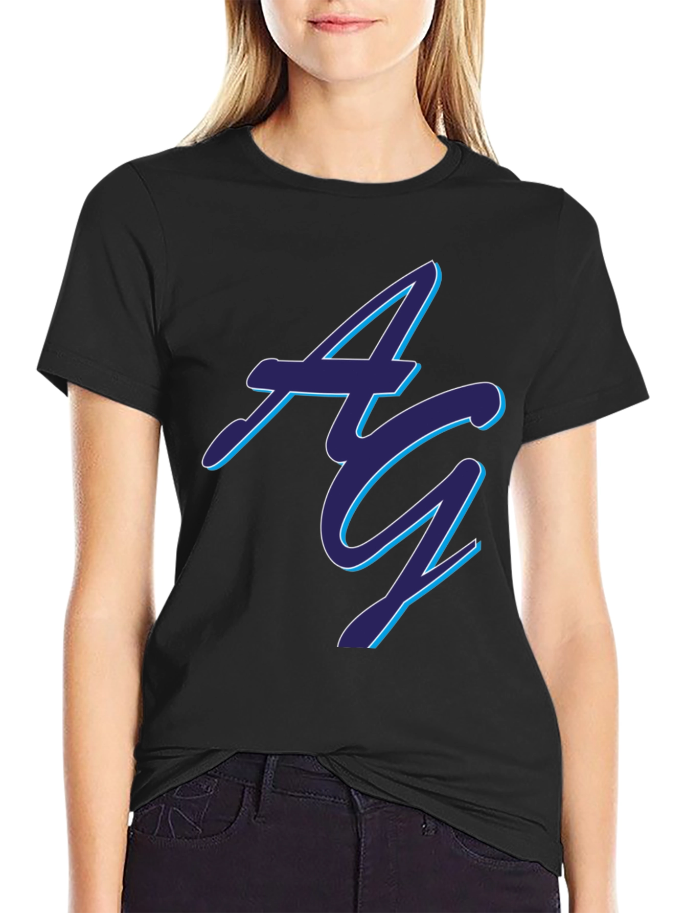 Stylish Black AG Graphic Tee - Soft Cotton Blend