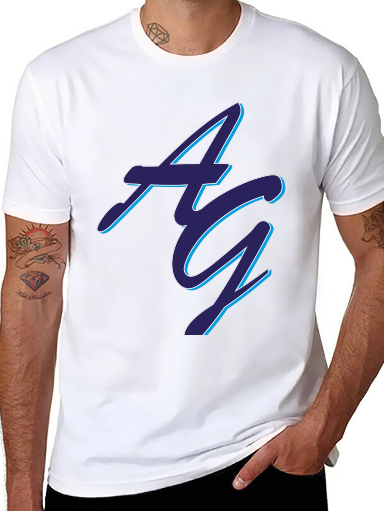 Stylish Black AG Graphic Tee - Soft Cotton Blend