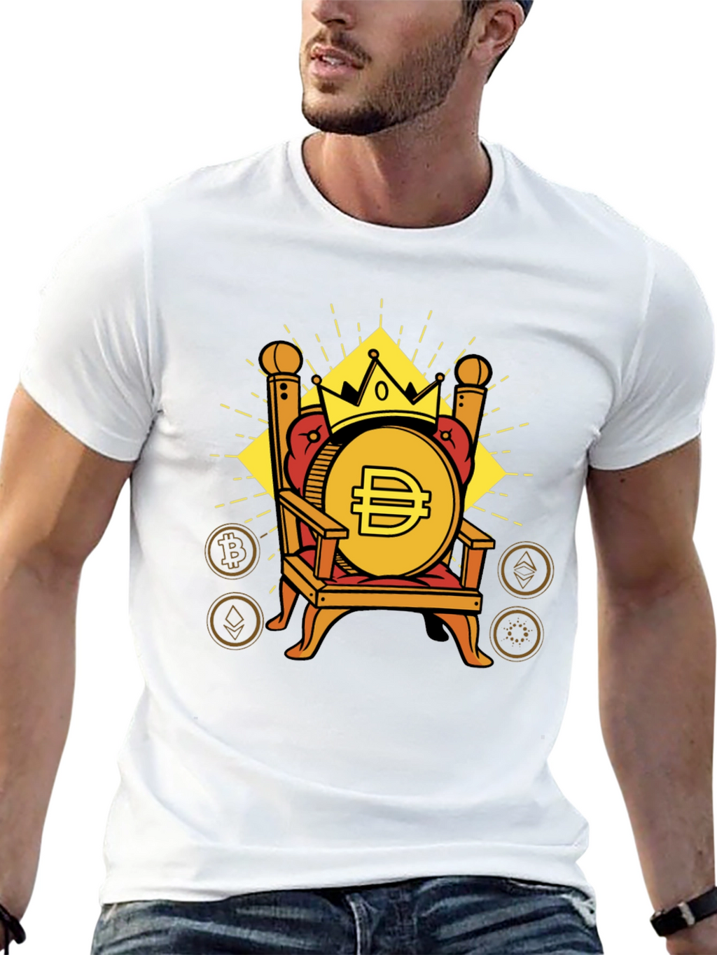 Crypto King Black T-Shirt - Coin Design