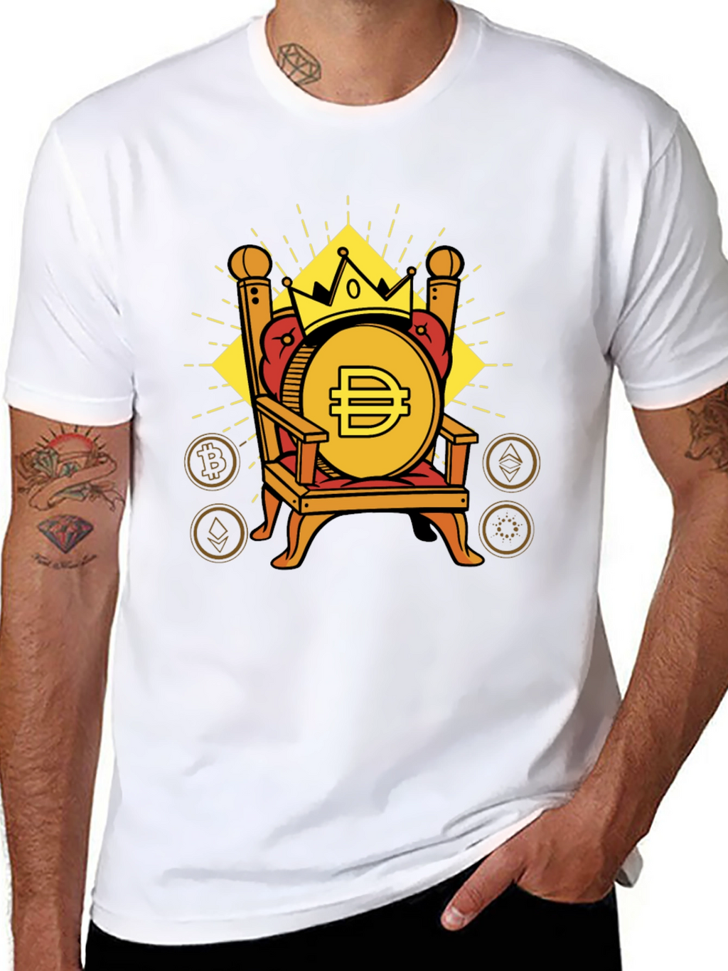 Crypto King Black T-Shirt - Coin Design