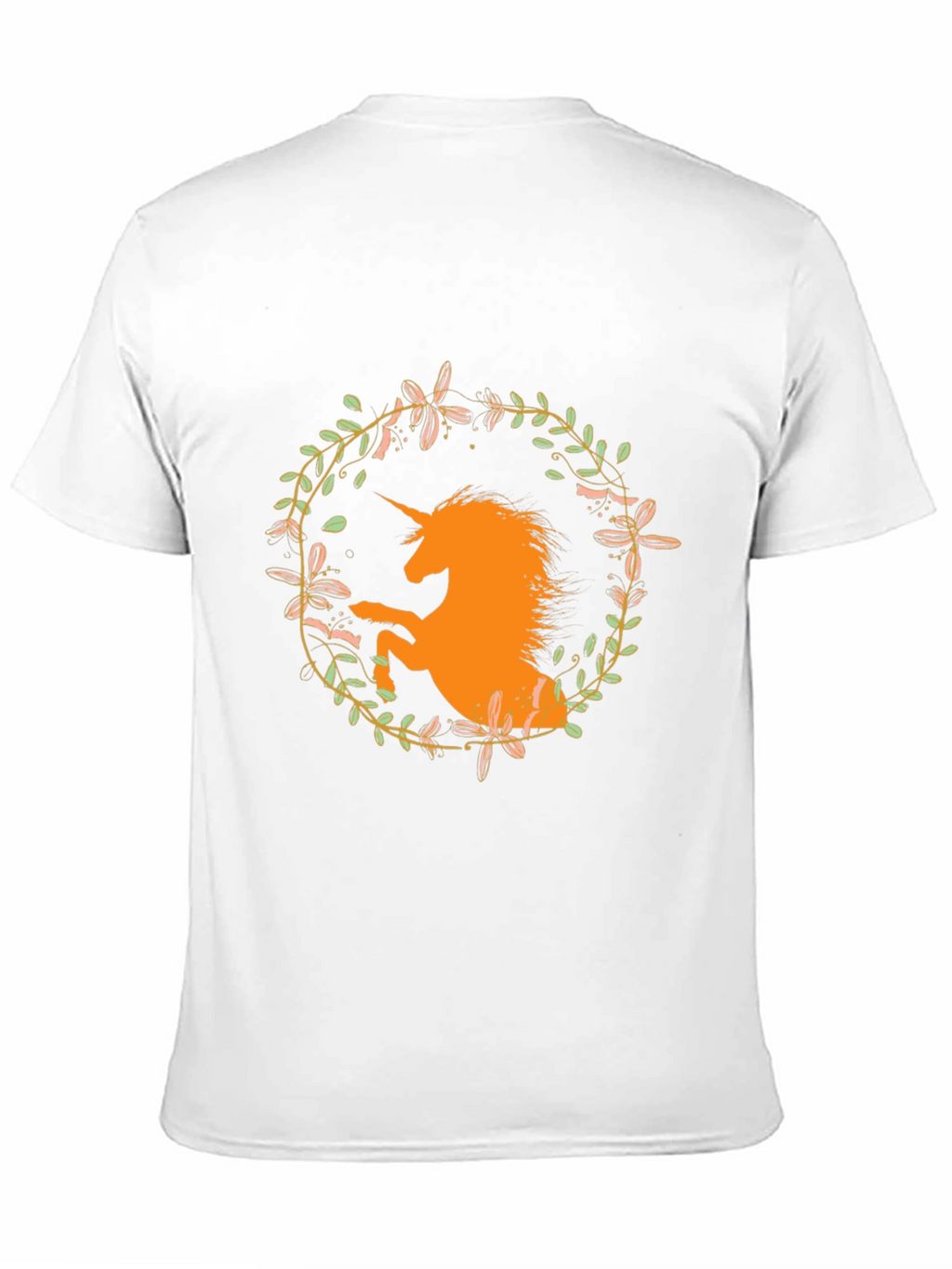 Unicorn Floral Wreath Black T-Shirt
