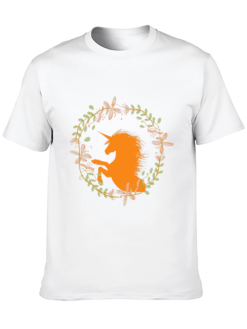 Unicorn Floral Wreath Black T-Shirt