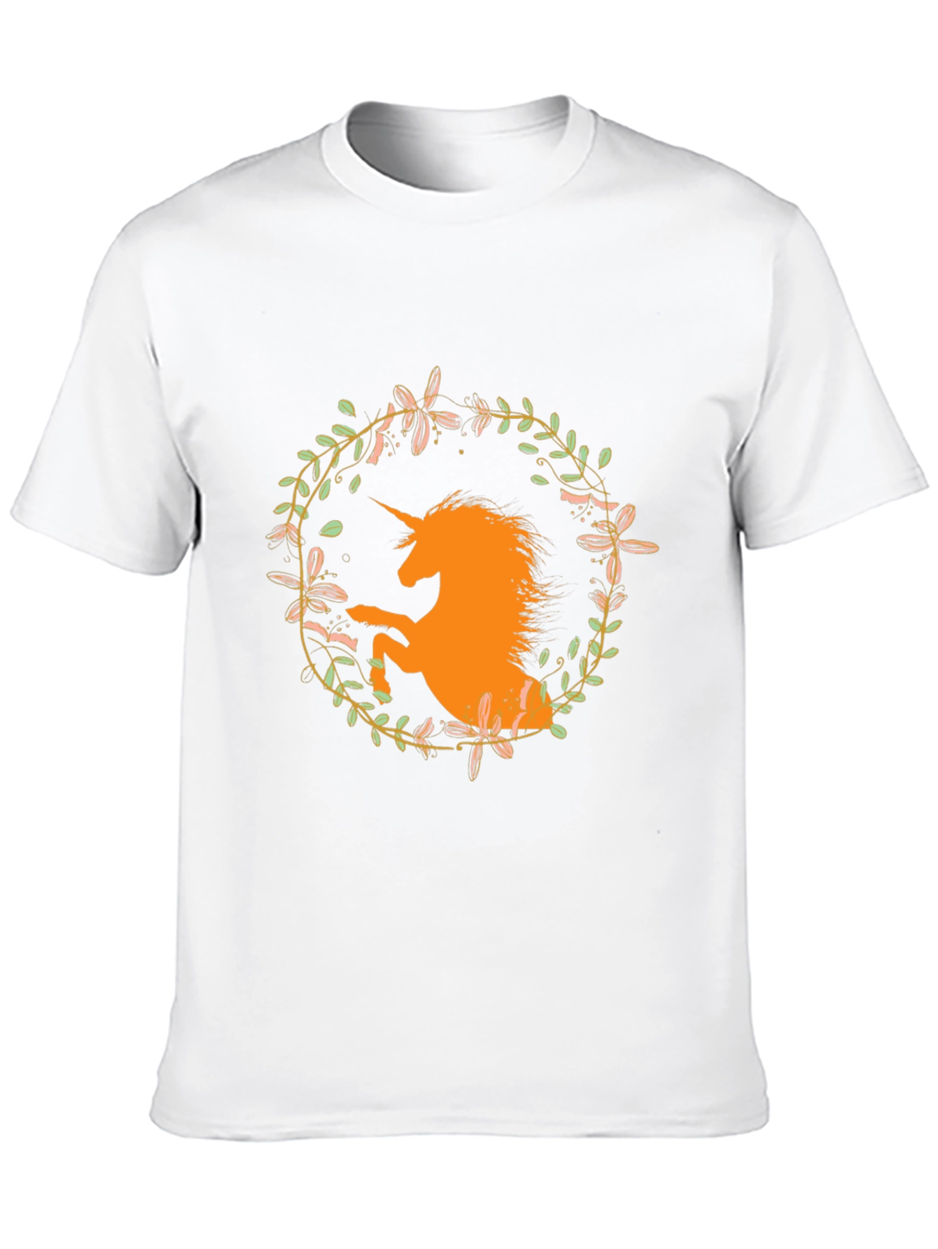 Unicorn Floral Wreath Black T-Shirt