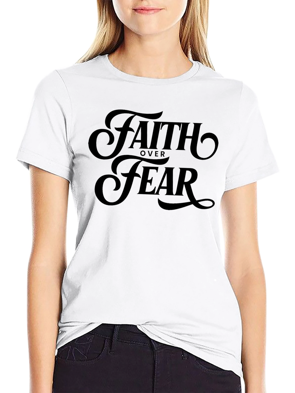 Faith Over Fear Black Graphic T-Shirt