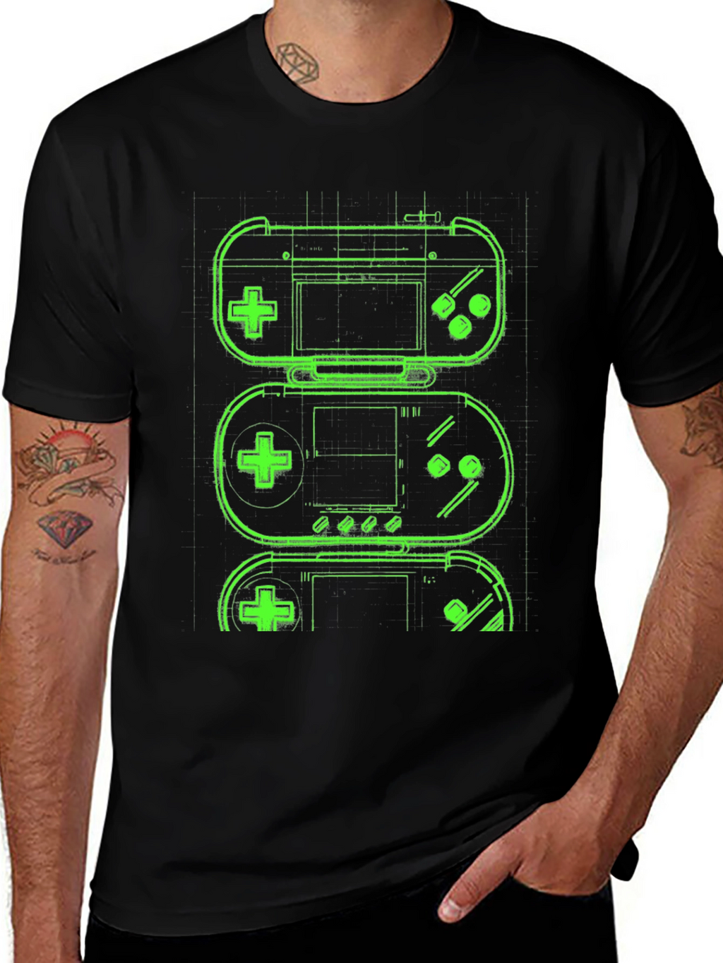 Retro Gaming T-Shirt - Neon Game Controller Design