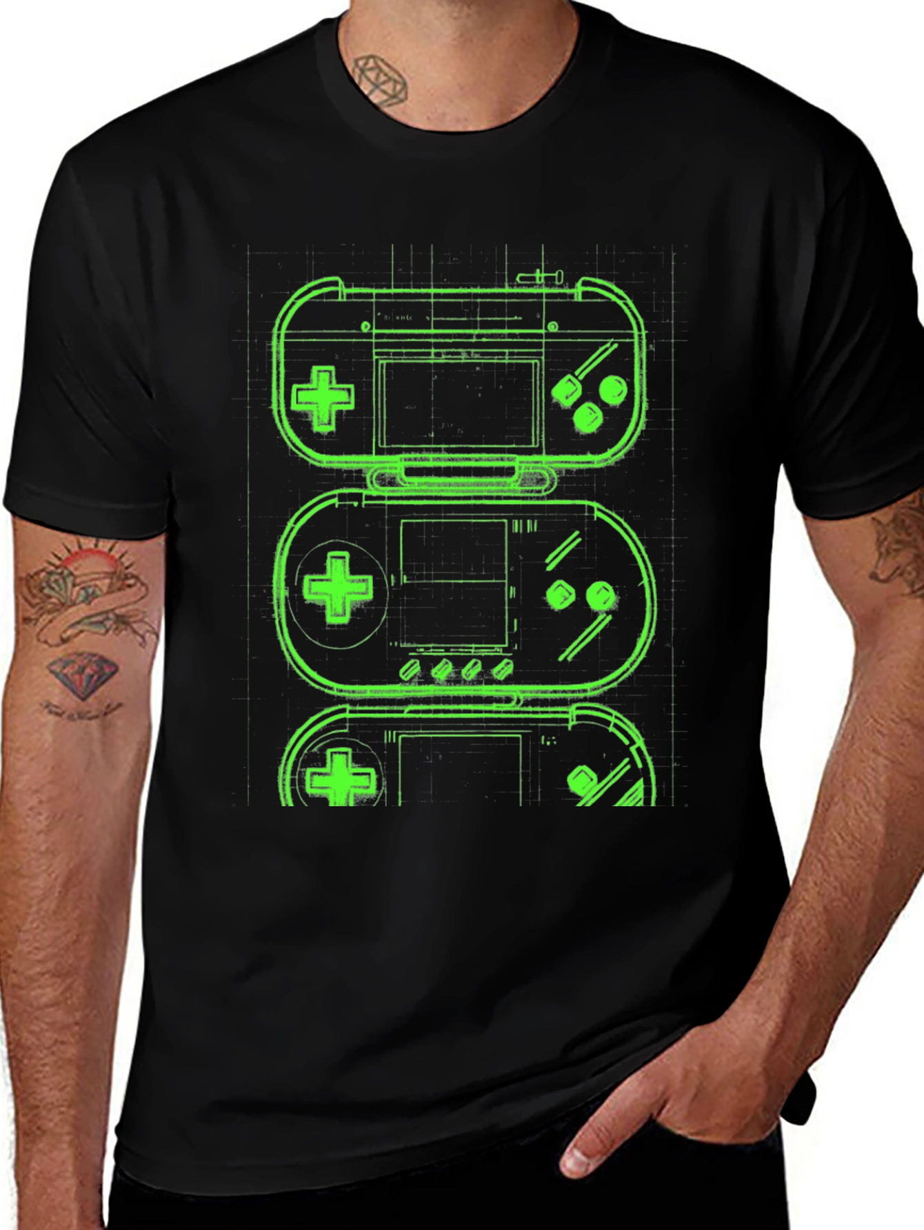 Retro Gaming T-Shirt - Neon Game Controller Design