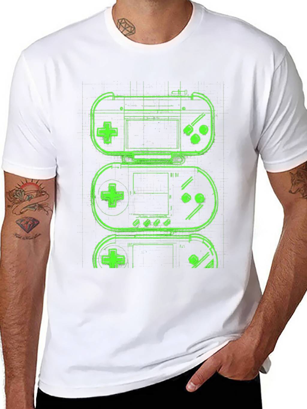 Retro Gaming T-Shirt - Neon Game Controller Design