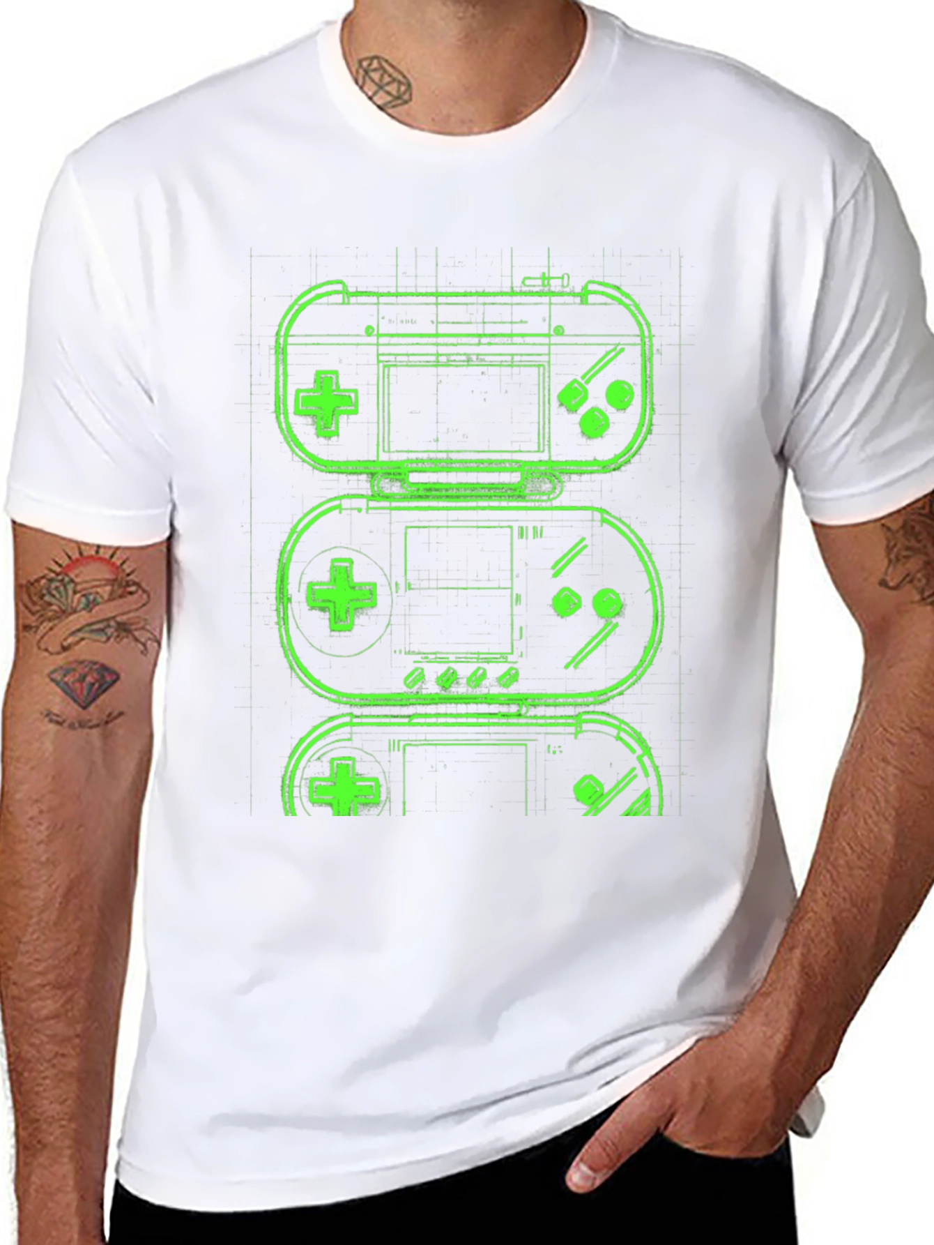 Retro Gaming T-Shirt - Neon Game Controller Design