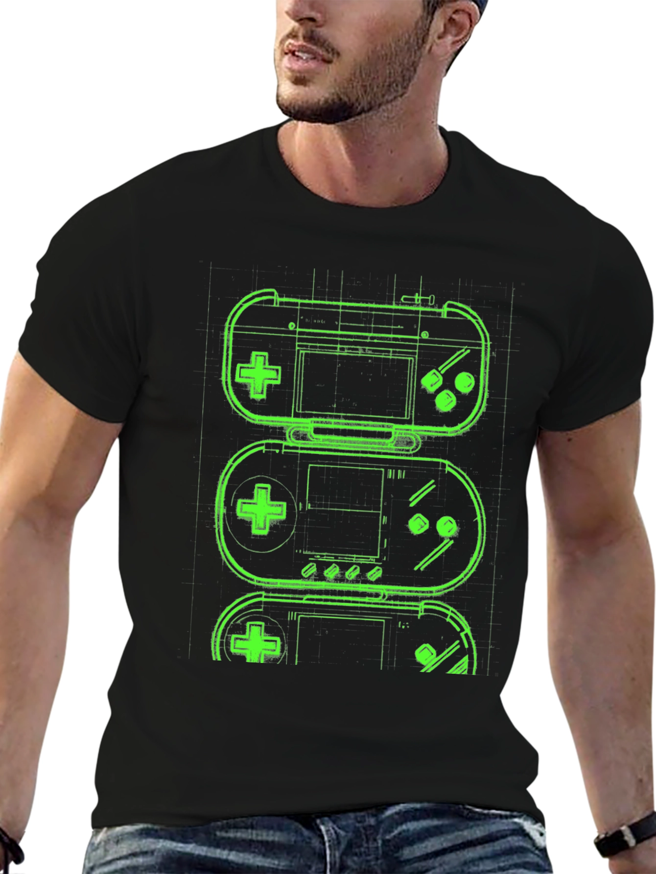 Retro Gaming T-Shirt - Neon Game Controller Design