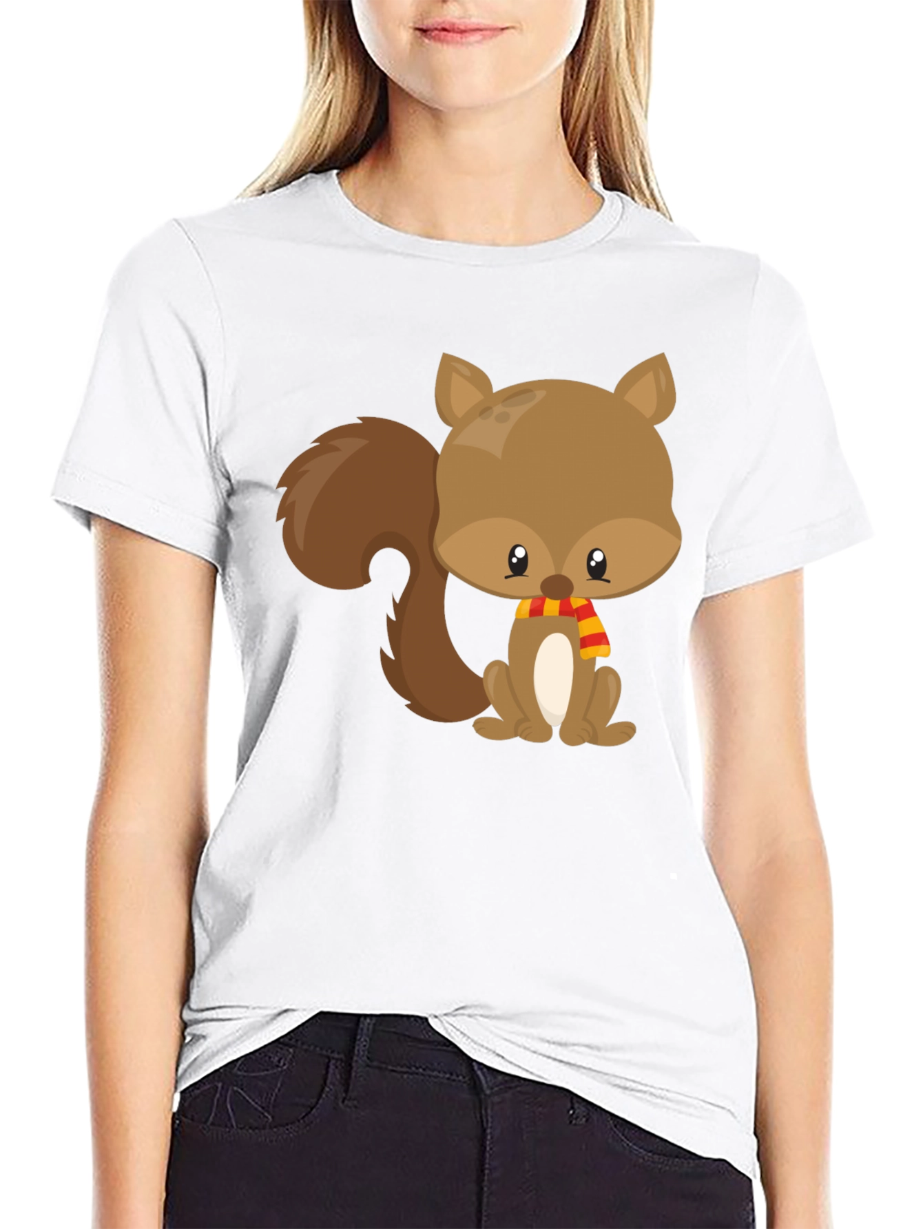 Cute Squirrel Black T-Shirt