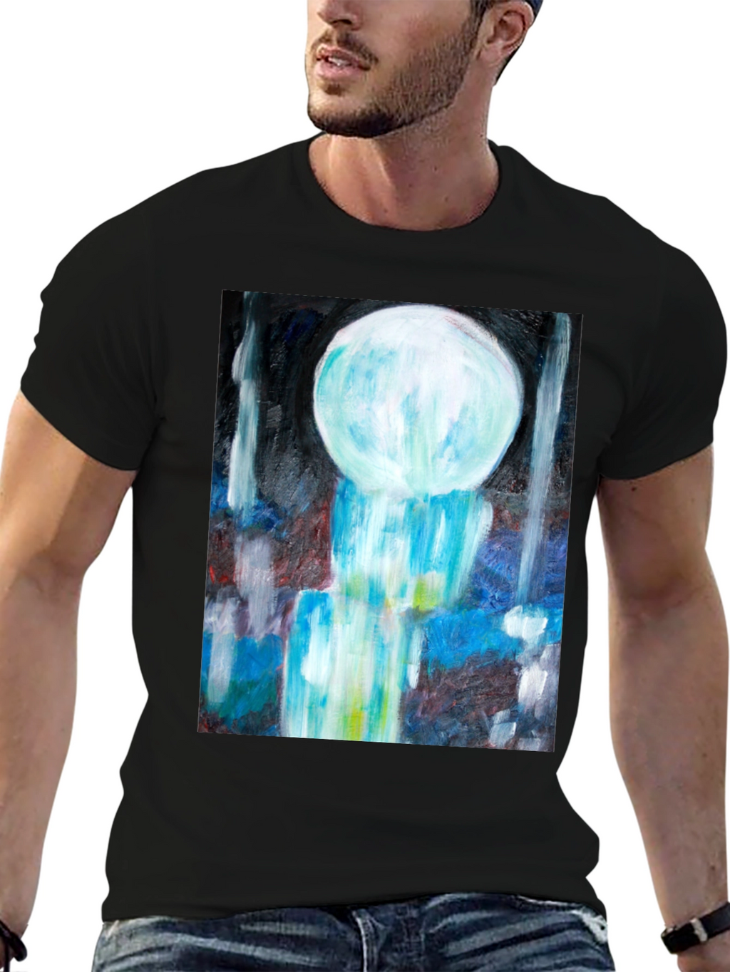 Abstract Art Tee - Modern Graphic Print Black T-Shirt