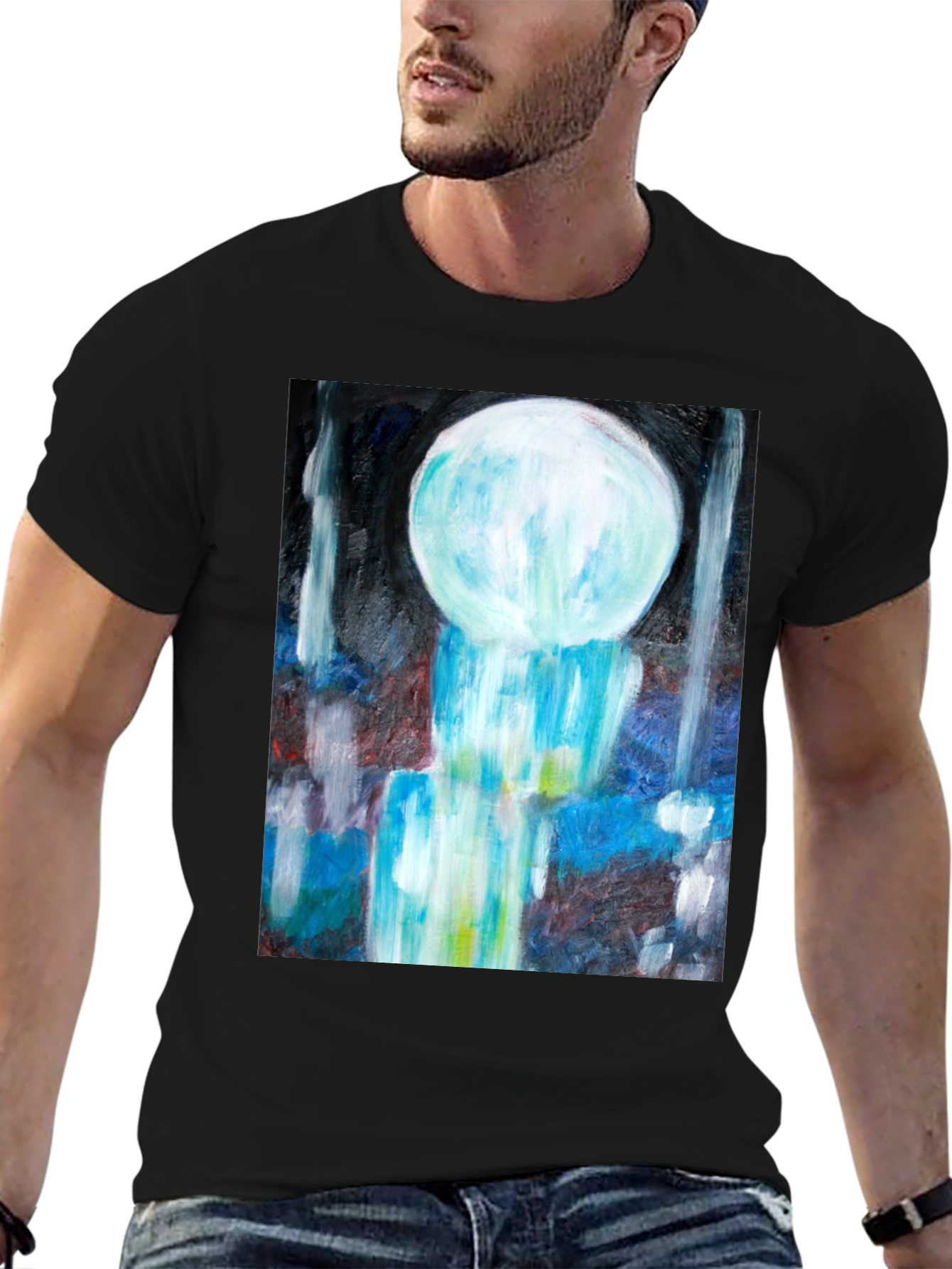 Abstract Art Tee - Modern Graphic Print Black T-Shirt