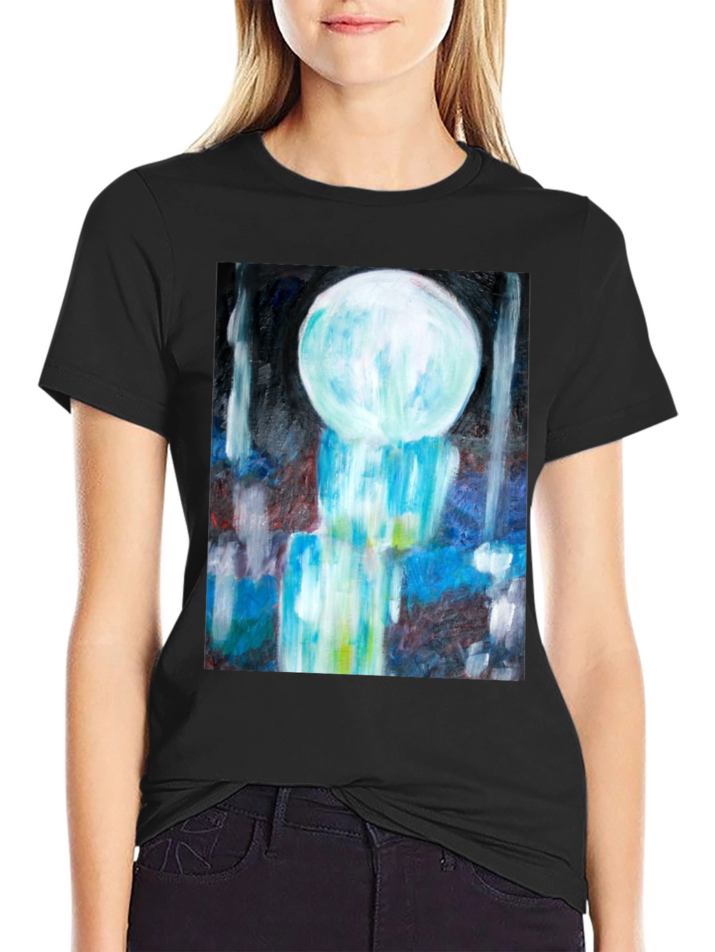 Abstract Art Tee - Modern Graphic Print Black T-Shirt
