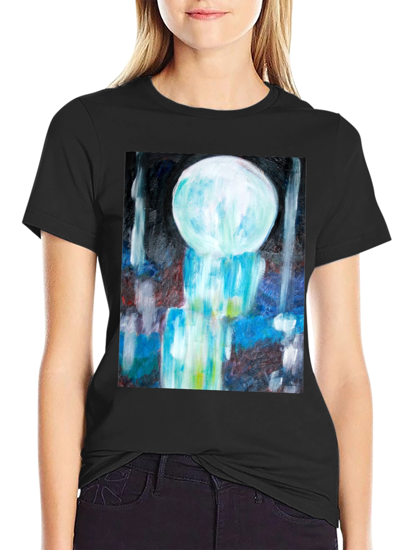 Abstract Art Tee - Modern Graphic Print Black T-Shirt