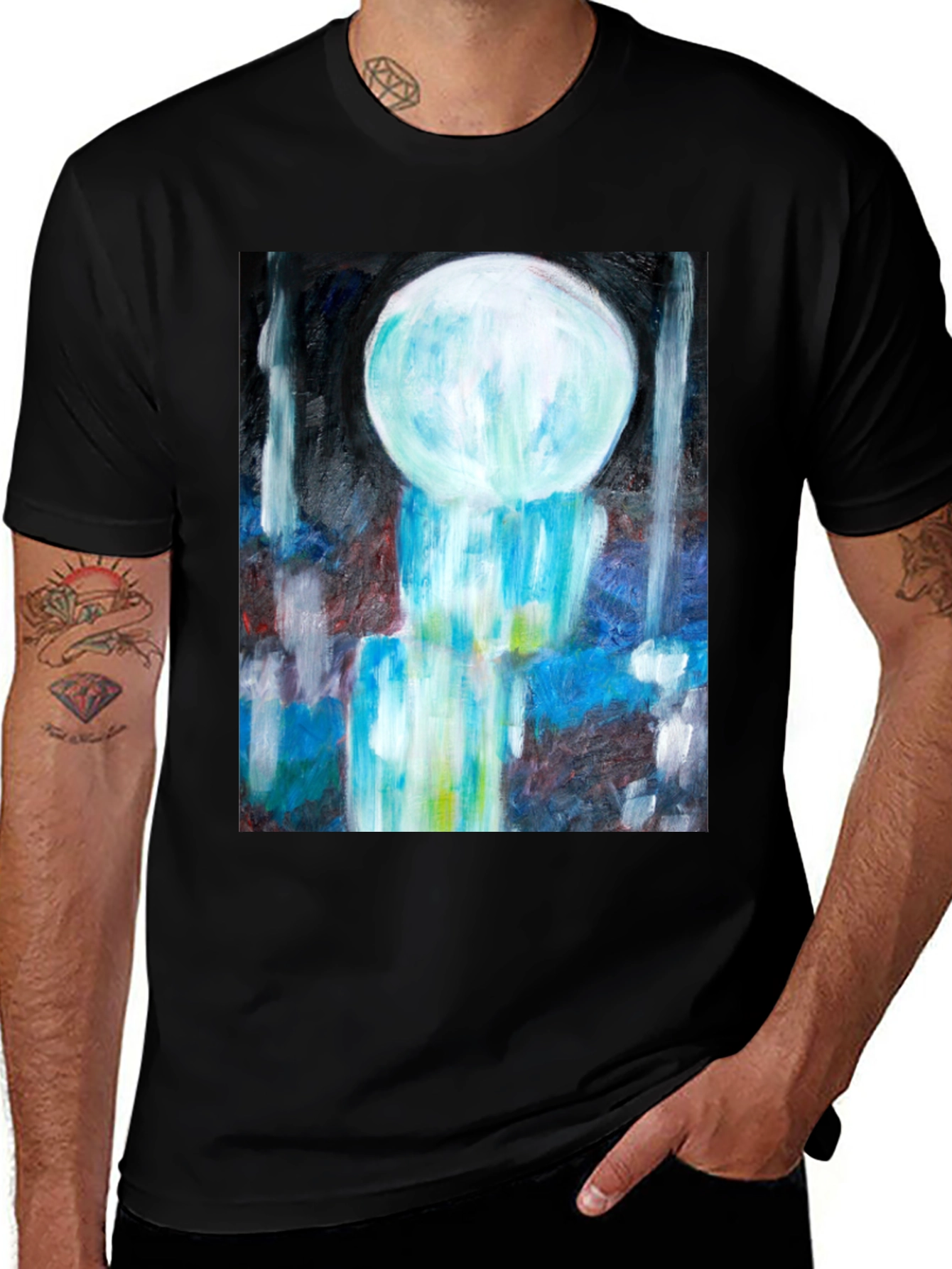 Abstract Art Tee - Modern Graphic Print Black T-Shirt